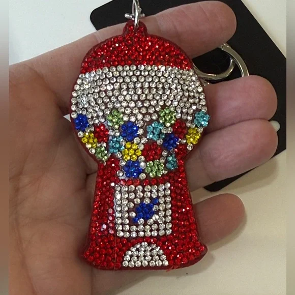 Red Rhinestone Gumball Machine Keychain - Picture 2 of 3